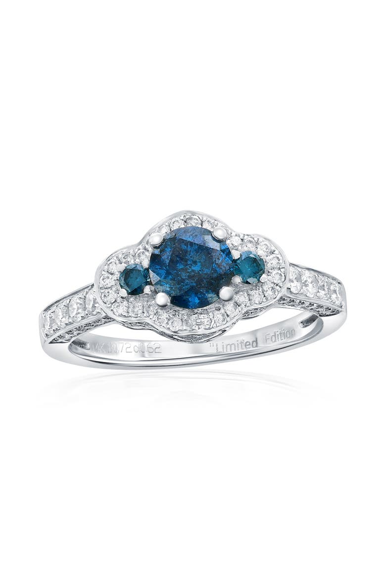14K White Gold 0.72ct Blue Diamond & 0.62cttw Diamond Ring, Main, color, White Gold