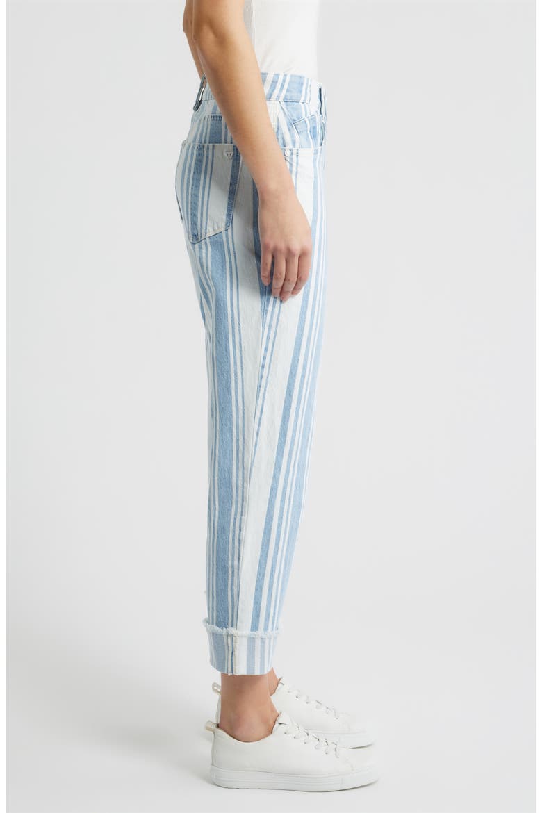 Frayed Cuffed High Waist Boyfriend Jeans, Alternate, color, LIGHT BLUE