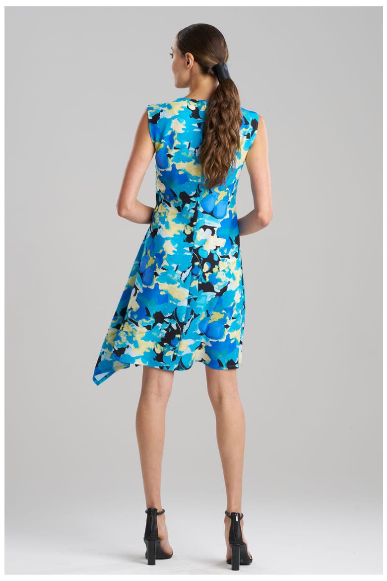 BRIGHT FLORAL Sleeveless Side Drape Dress, Alternate, color, BLUE