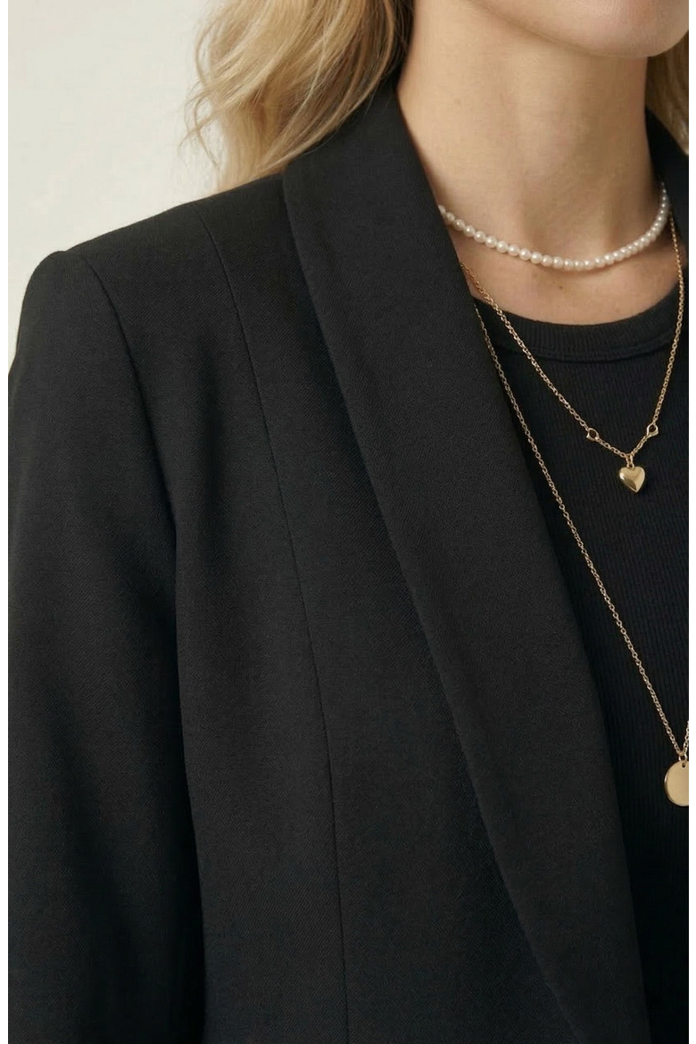 Beaded Cropped Blazer with Shawl Collar, Alternate, color, Black