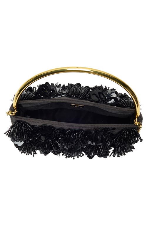 Lele Sadoughi Marlowe Sequin Flower Clutch In Black