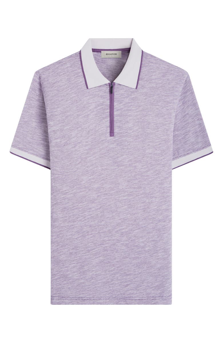 Bugatchi Cotton & Linen Quarter Zip Polo, Alternate, color, Plum