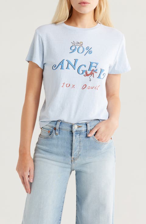 Angel Devil Cotton Graphic T-Shirt