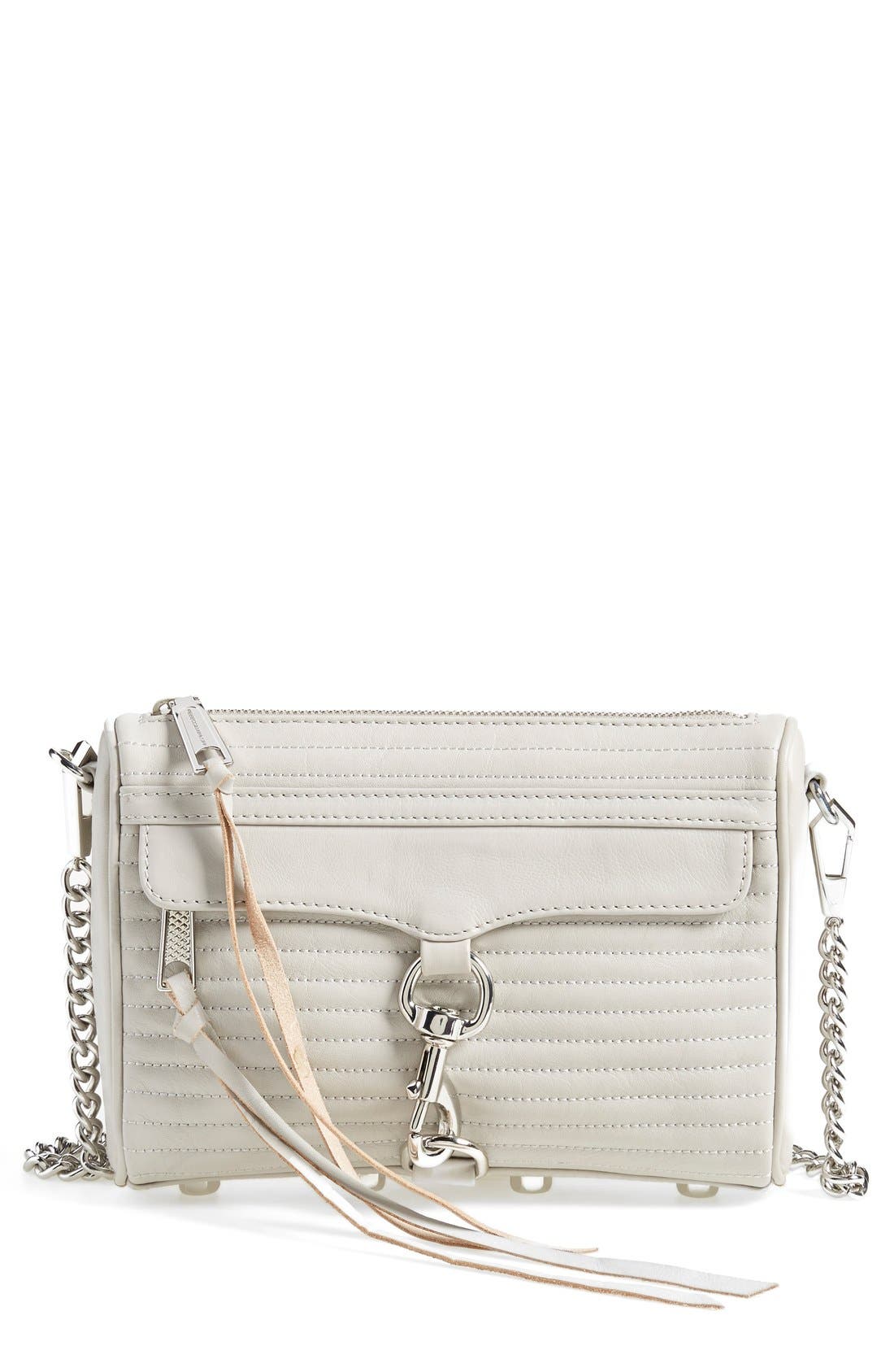 'Line Quilted Mini MAC' Convertible Crossbody Bag, Main, color, ASH
