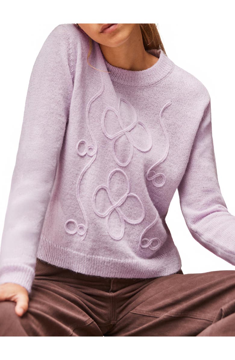 Ro&Zo Long Sleeve Applique Knit Jumper, Alternate, color, Lilac