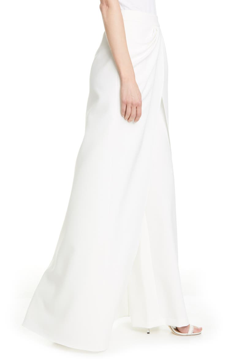 Draped Waist Crepe Wide Leg Pants, Alternate, color, IVORY
