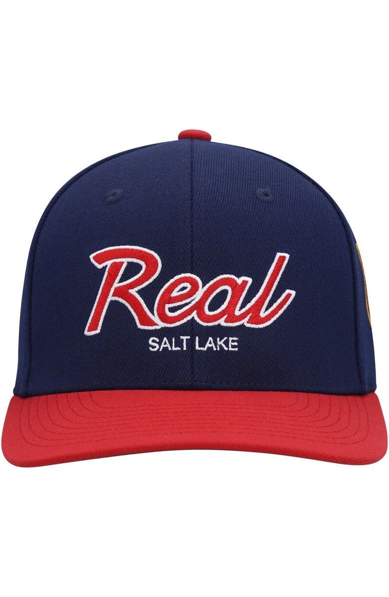 Mitchell & Ness Men's Mitchell & Ness Navy Real Salt Lake Team Script 2.0 Stretch Snapback Hat, Alternate, color, 