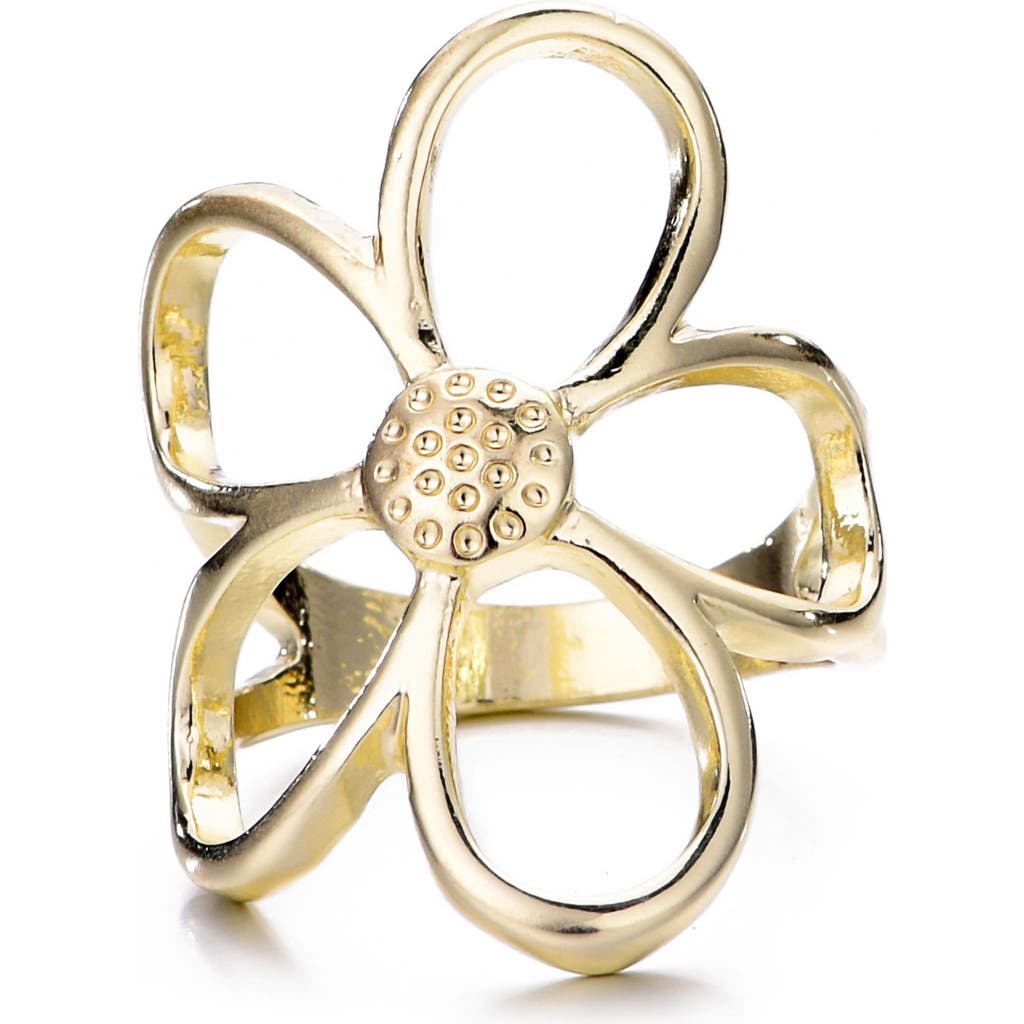 Adornia Gold Plated Flower Outline Ring In Gold