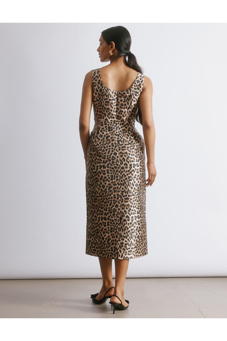 Taffeta Sleeveless Tulip Dress, Alternate, color, Animal