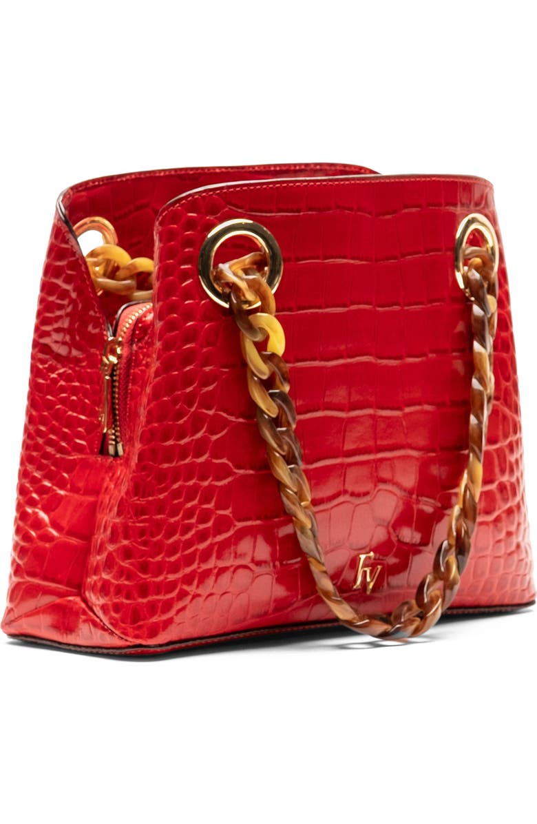 Frances Valentine Skip Croc Embossed Leather Tote, Alternate, color, Red