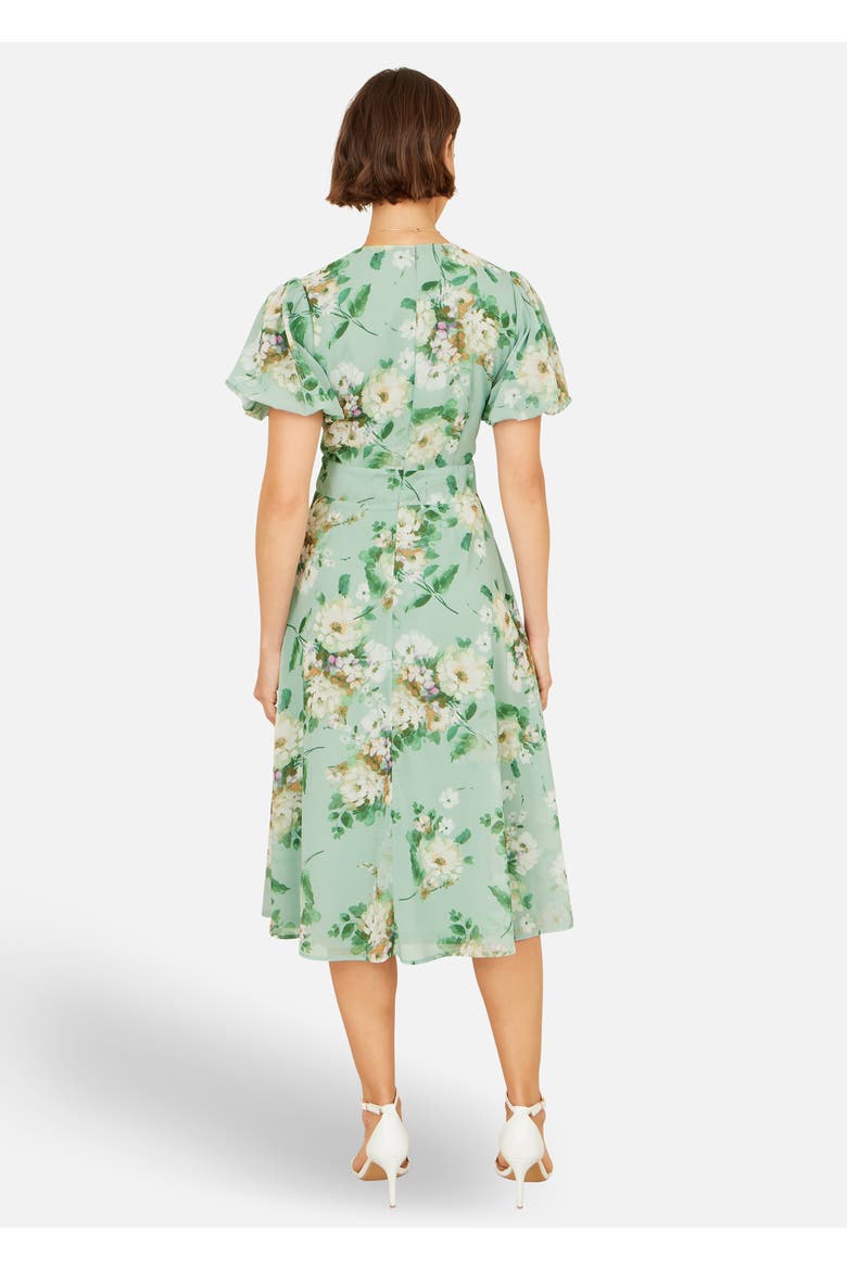 Floral Front Tie Detail Tea Dress, Alternate, color, Mint Green