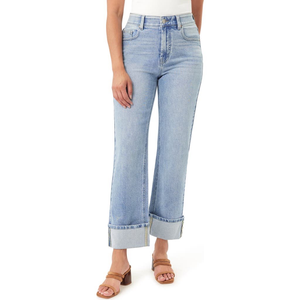 Curve Appeal The Polished Casual Cuffed Straight Leg Jeans In Blue