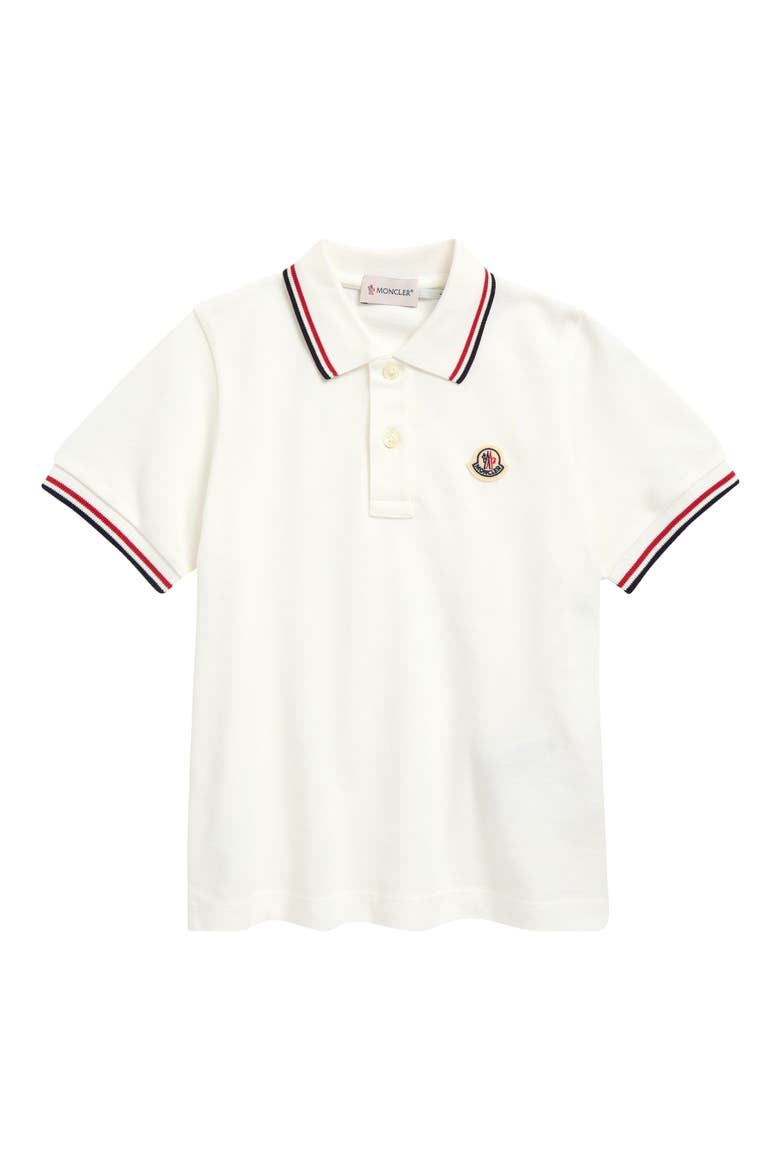 Kids' Tipped Cotton Piqué Polo, Main, color, WHITE