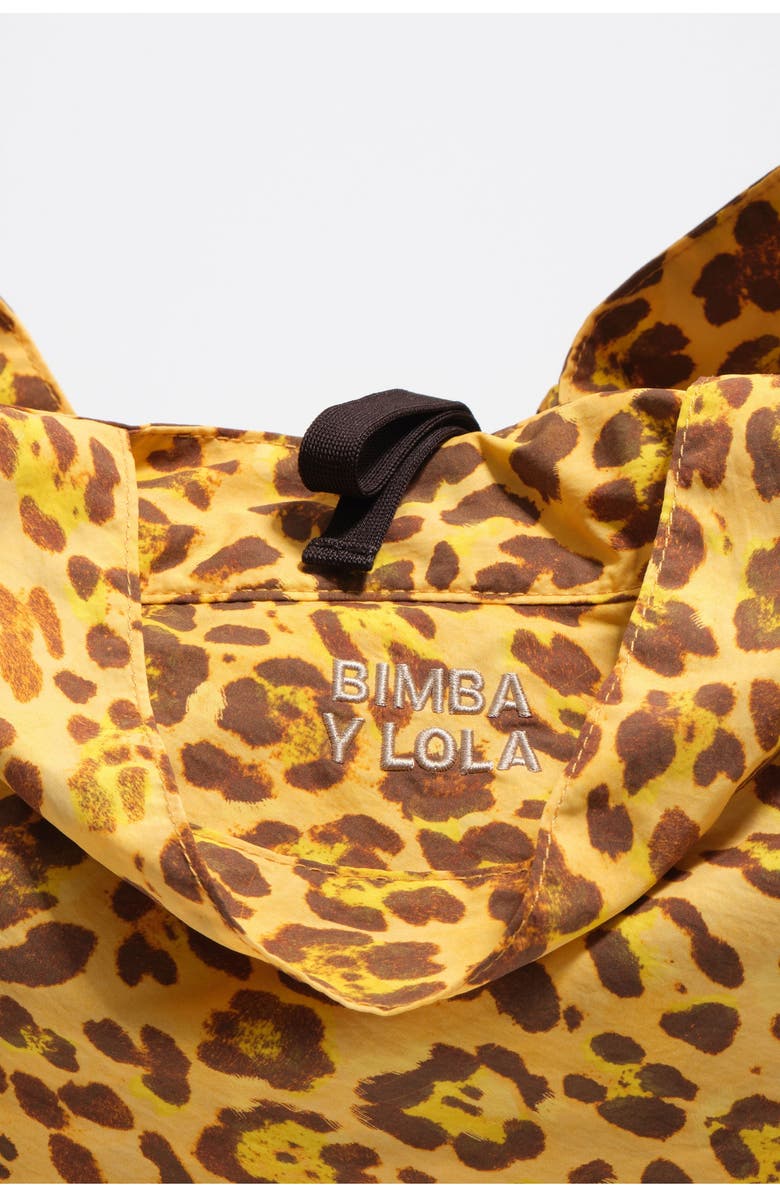 Bimba y Lola Nylon Maxi Shoulder Bag, Alternate, color, Leopard Yellow