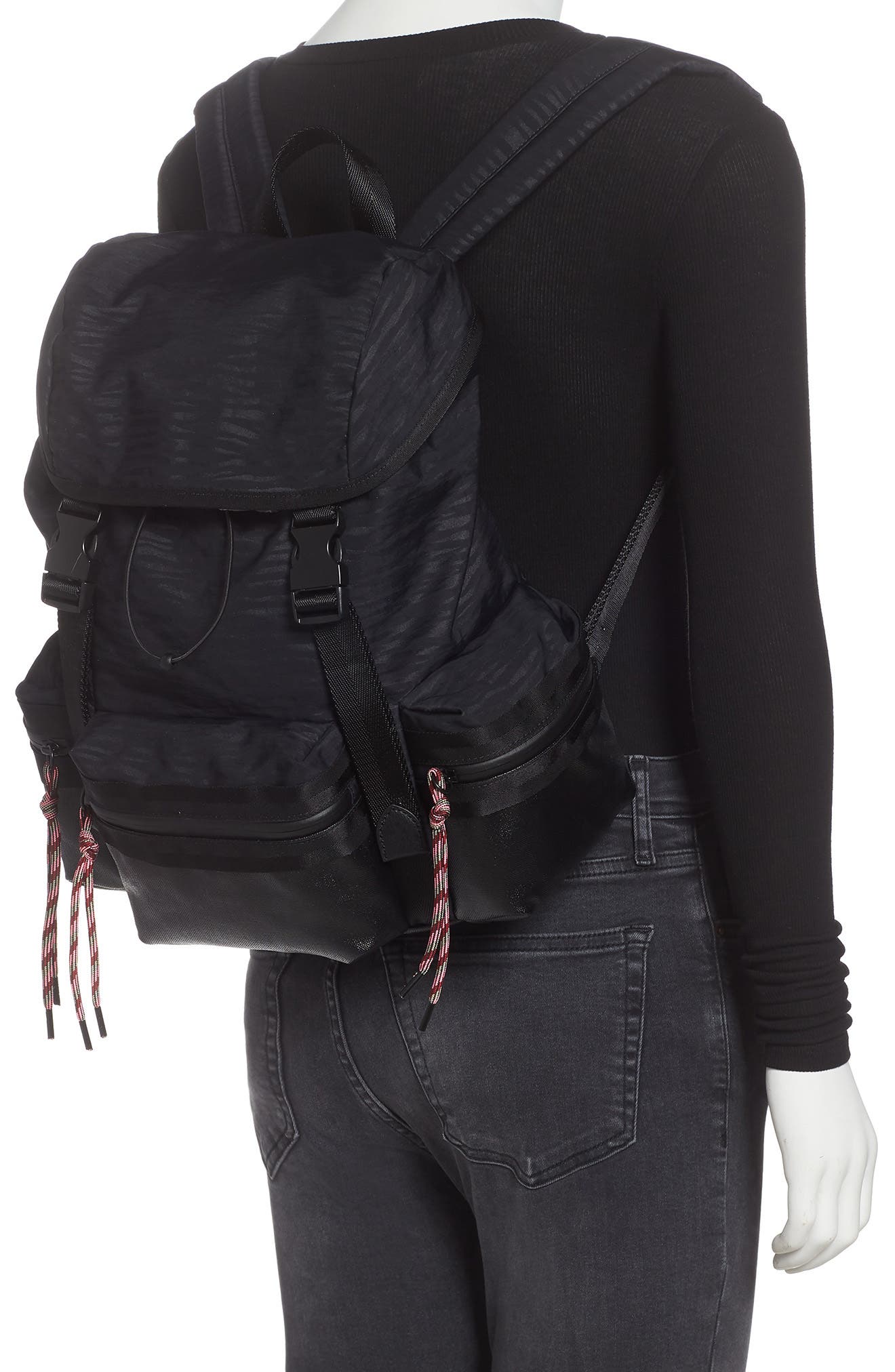 Rebecca Minkoff Downtown Animal Stripe Nylon Backpack, Alternate, color, 
