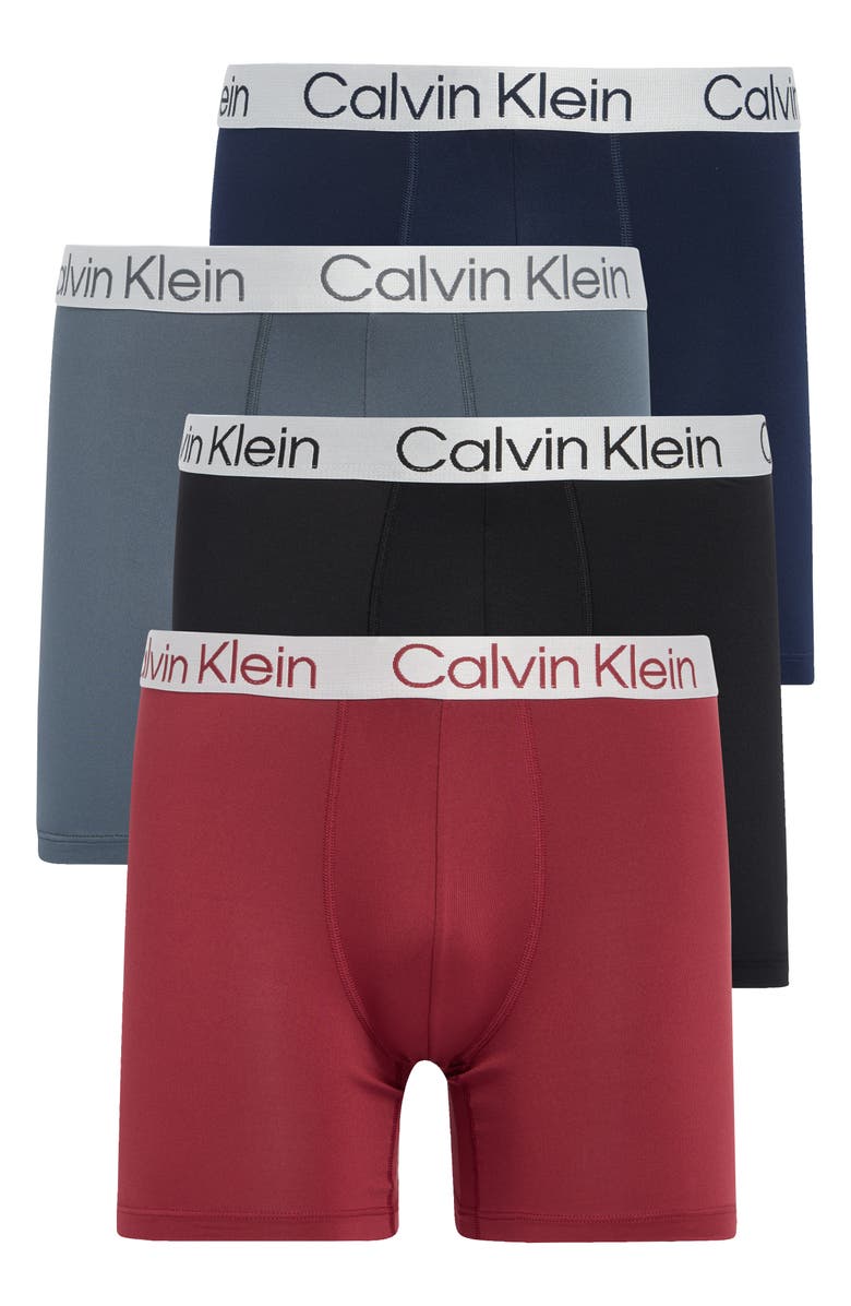 Calvin Klein Chromatic 4-Pack Boxer Briefs, Main, color, Red/ Black/ Grey/ Blue