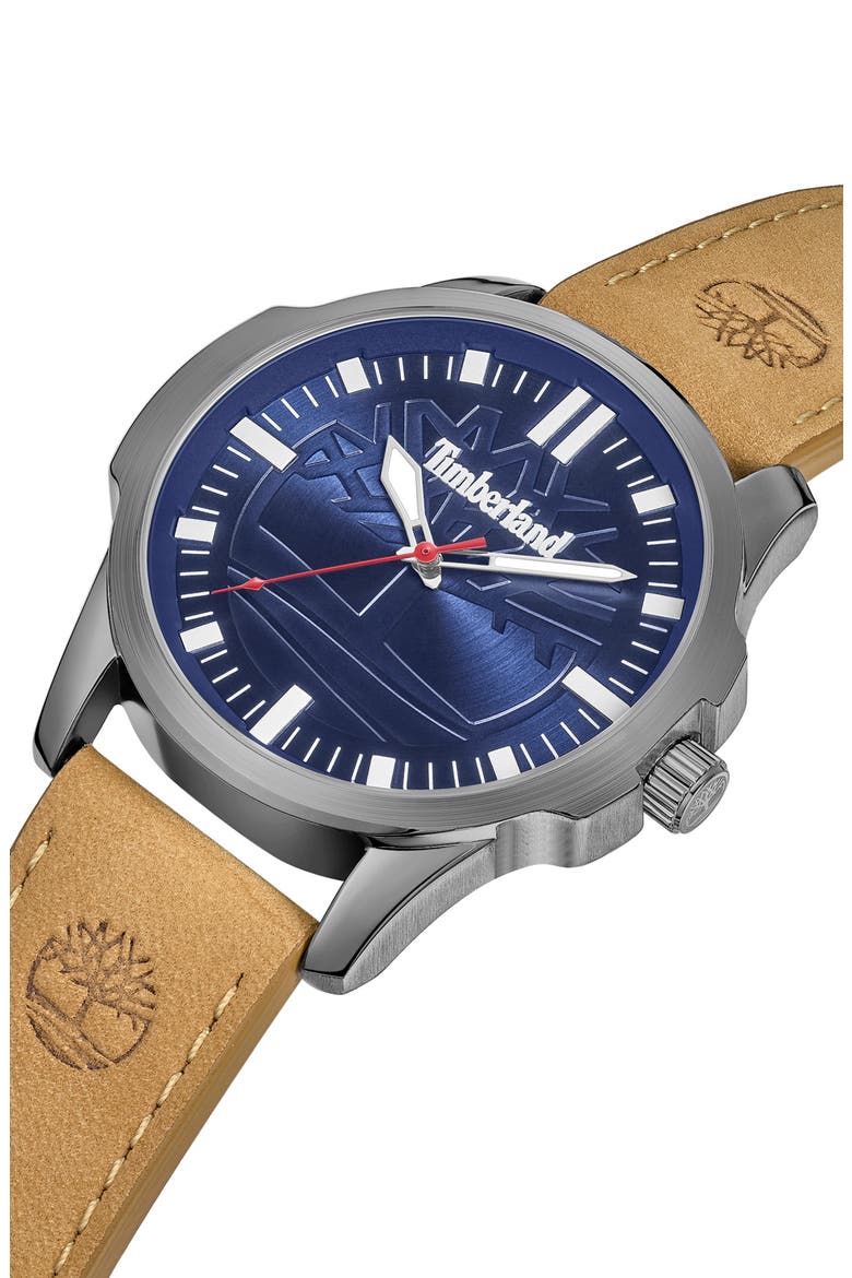 Quartz Analog Watch, Alternate, color, BLUE/ TAN