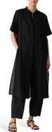 Eileen Fisher Longline Organic Cotton Blend Button-Up Shirt