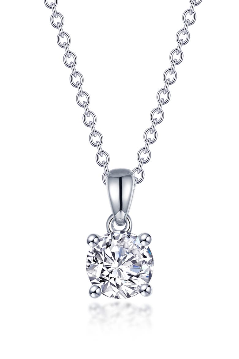 4-Prong Solitaire Pendant Necklace, Main, color, WHITE GOLD
