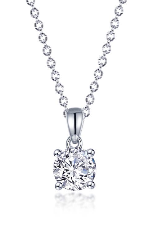 4-Prong Solitaire Pendant Necklace