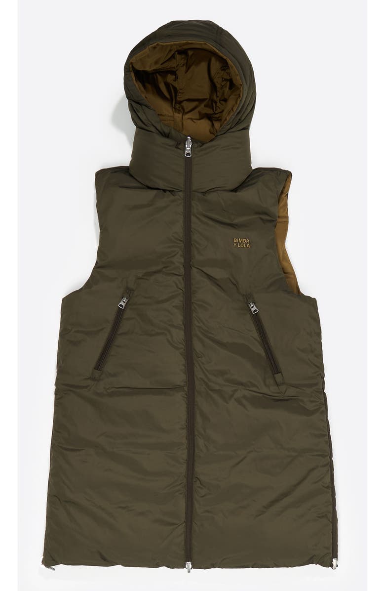 Bimba y Lola Hooded Reversible Vest, Main, color, Light Khaki