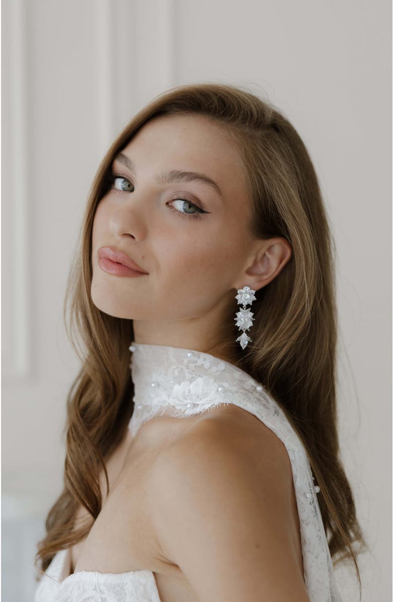 Untamed Petals Keepsake Crystal Drop Earrings, Alternate, color, Silver