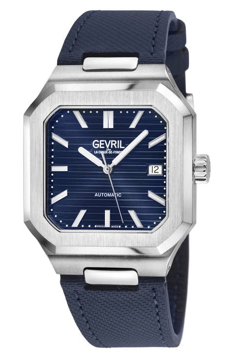 Grand Concourse Automatic Leather Strap Watch, 40mm