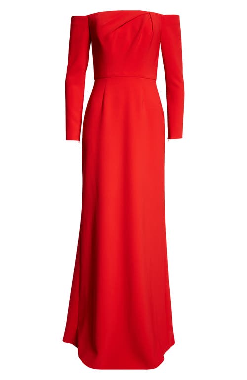 CAROLINA HERRERA CAROLINA HERRERA DRAPED OFF THE SHOULDER LONG SLEEVE GOWN