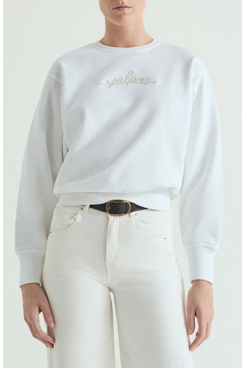 Sweatshirt with embroidered details, Main, color, White