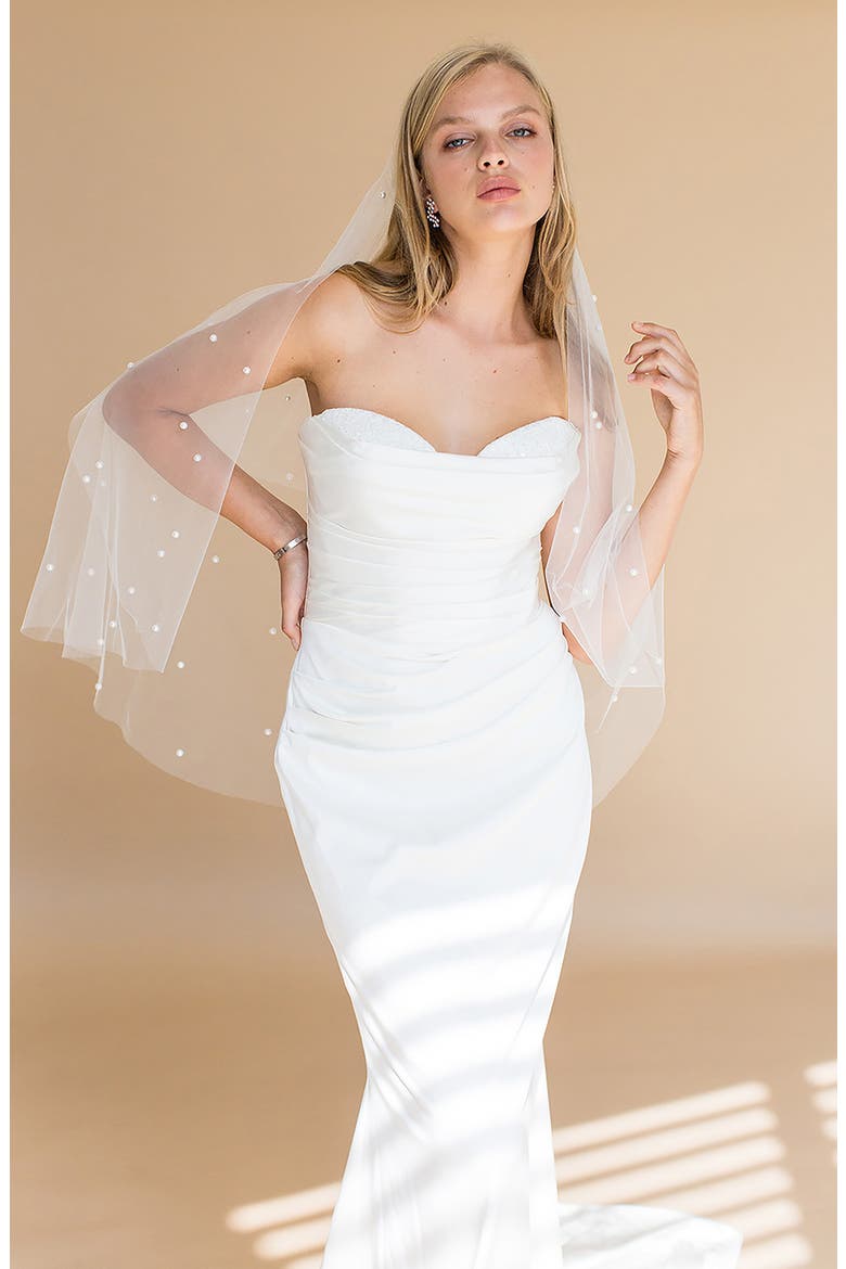 Adalet Crystal Embellished Elbow Veil, Alternate, color, IVORY