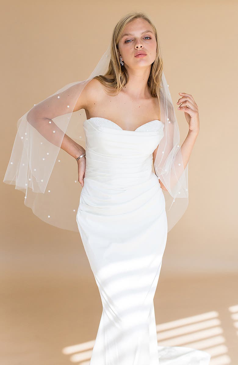 Brides & Hairpins Adalet Crystal Embellished Elbow Veil, Alternate, color, Ivory