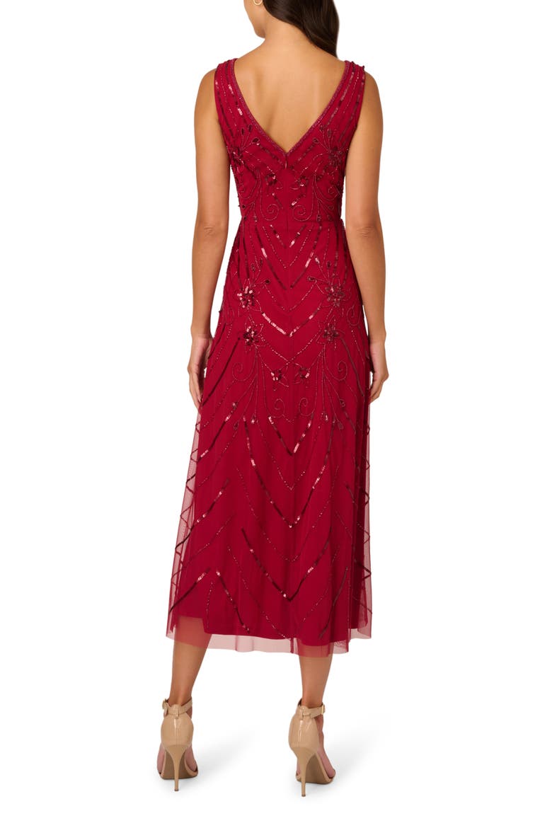 Embellished Mesh Cocktail Dress, Alternate, color, CRANBERRY