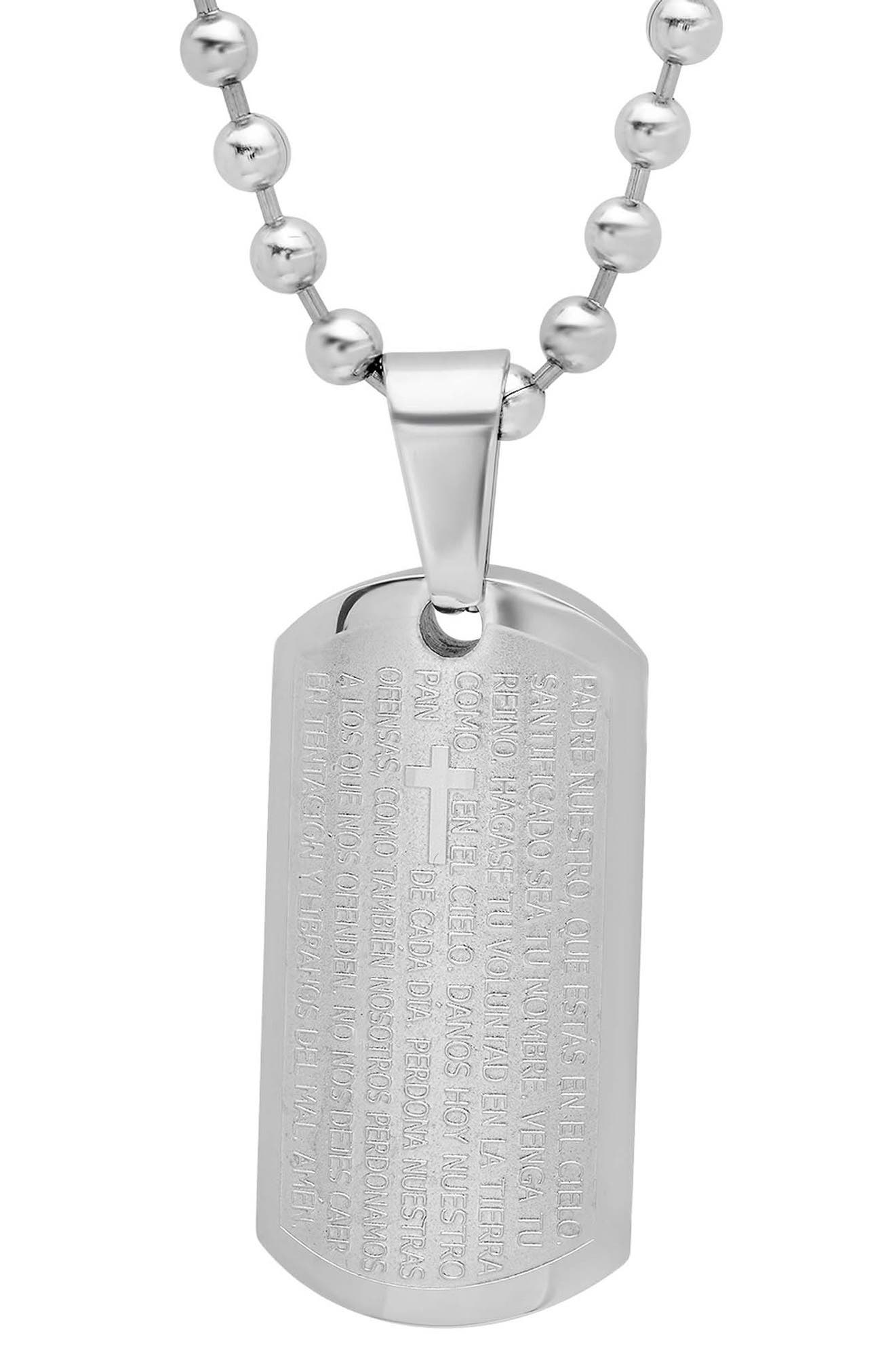 Lord's Prayer Inscribed Pendant Necklace