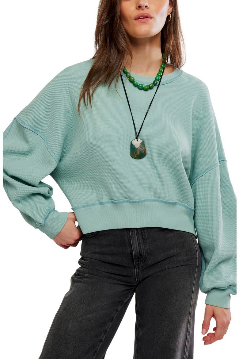 Skyline Waffle Long Sleeve T-Shirt, Main, color, AQUA
