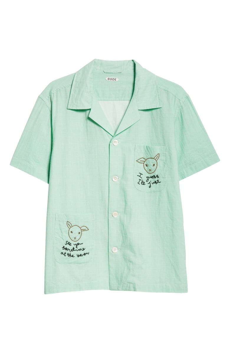 Bode See You at the Barn Embroidered Cotton Button-Up Shirt, Alternate, color, 