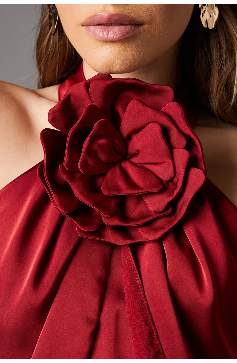 Coast Halter Neck Satin Maxi Dress, Alternate, color, Red