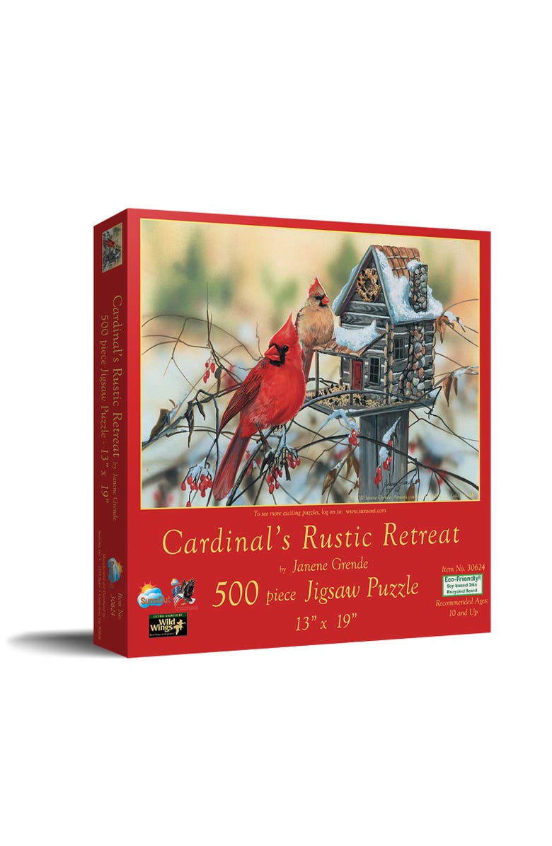 Sunsout Cardinal's Rustic Retreat 500 piece Jigsaw Puzzle for Adults, Main, color, Multicolor