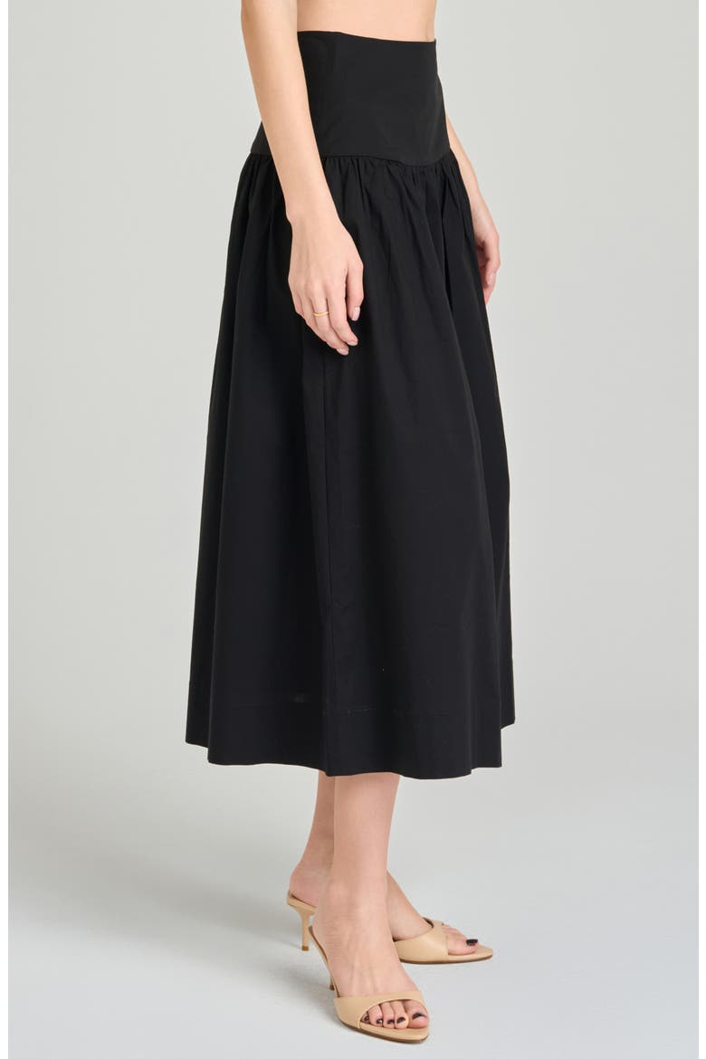 Mia Stretch Cotton Midi Skirt, Alternate, color, BLACK