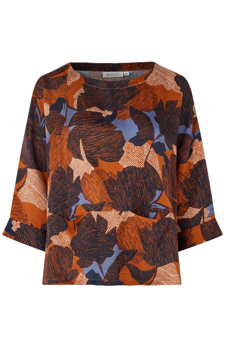 Masai Copenhagen MaBramila 3/4 Sleeve Round Neck Blouse, Alternate, color, Autumnal