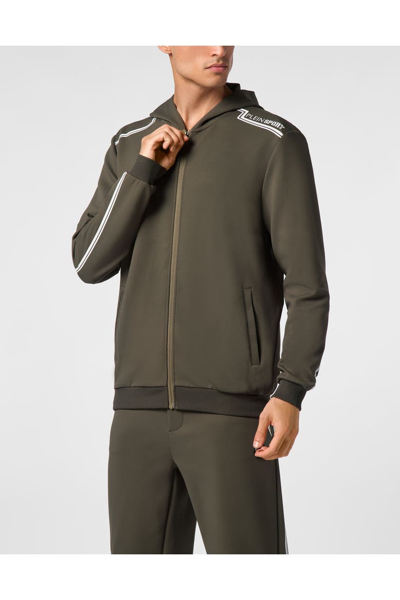Hoodie Sweatjacket Men, Main, color, Military