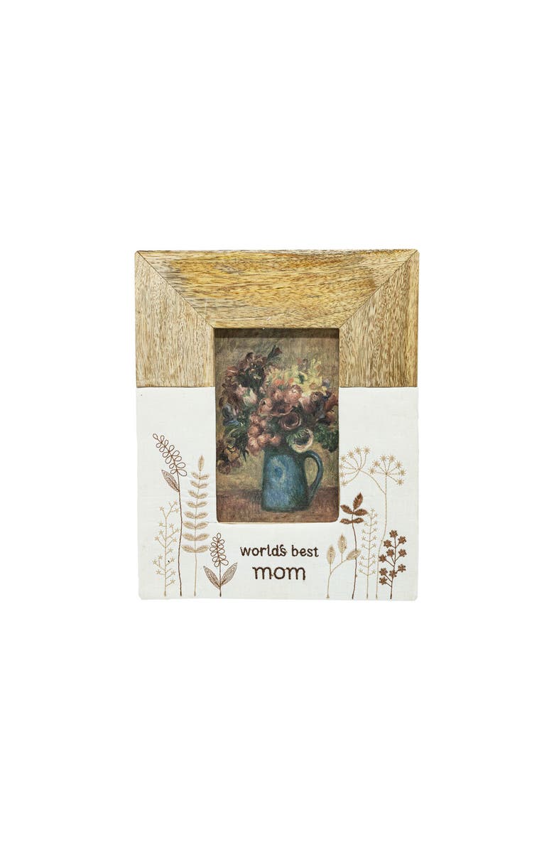 Foreside Home and Garden 6"H x 4"W Best Mom Floral Brown Photo Frame, Main, color, White