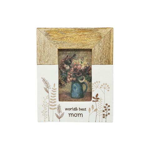 6"H x 4"W Best Mom Floral Brown Photo Frame