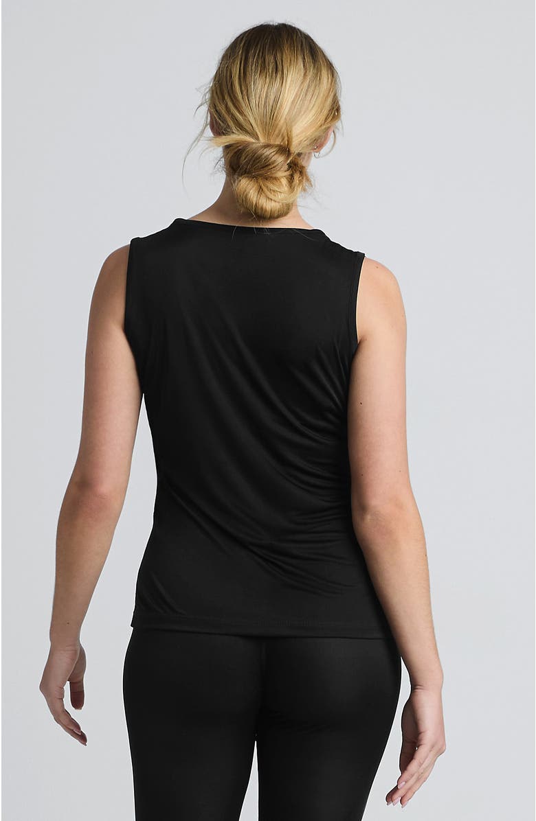 Lands' End Petite Silk Interlock Thermal Long Underwear Base Layer Tank Top, Alternate, color, Black