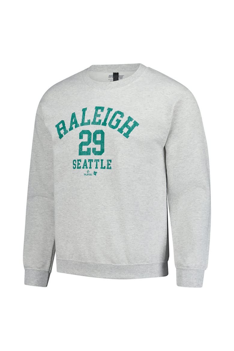 Unisex BreakingT Cal Raleigh Heather Gray MLBPA Player Name & Number Sweatshirt, Alternate, color, Heather Gray