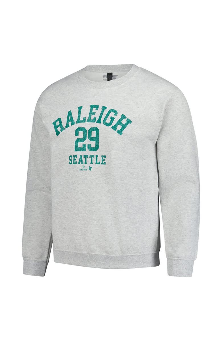 BREAKINGT Unisex BreakingT Cal Raleigh Heather Gray MLBPA Player Name & Number Sweatshirt, Alternate, color, Heather Gray