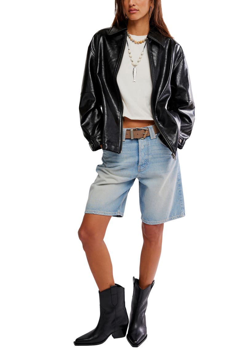 Sloan Faux Leather Jacket, Alternate, color, BLACK