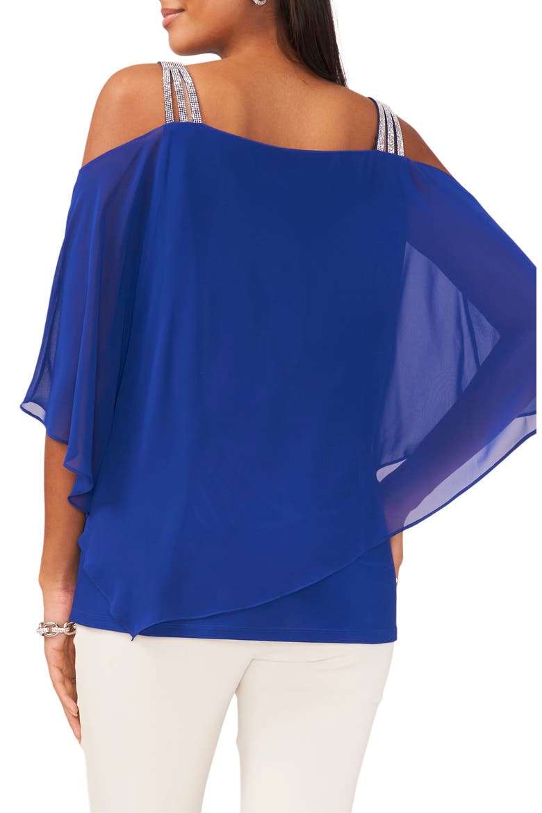Rhinestone Cold Shoulder Blouse, Alternate, color, GODDESS BLUE