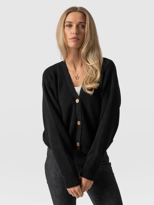 Saint + Sofia Soho Crop Cardigan In Black