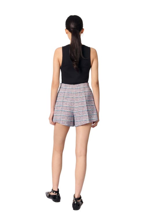 Maje Tweed Shorts With Contrasting Trim In Purple