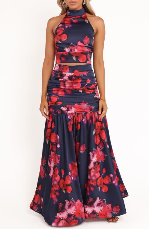 Freda Floral Halter Top & Maxi Skirt Set